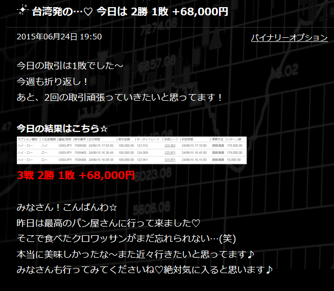 億トレーダーの毎日勝ち越すバイナリーオプション 詐欺情報ブログ