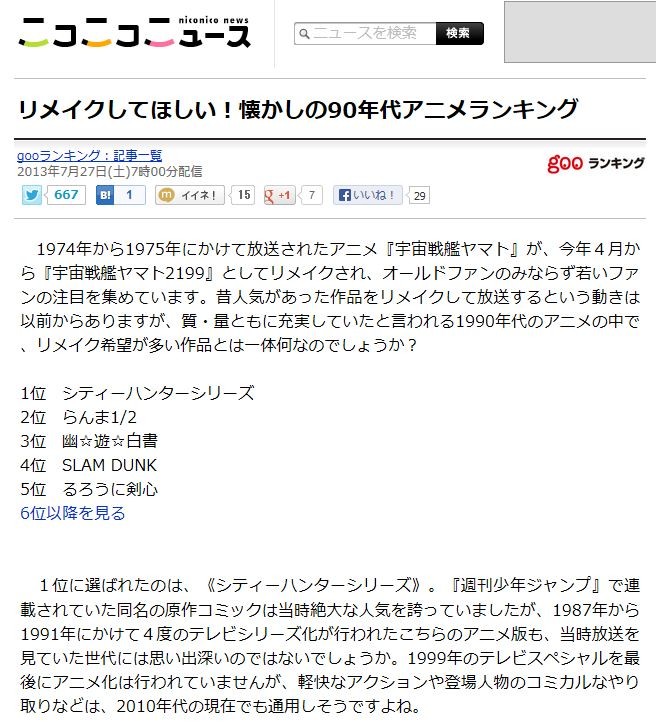 リメイクして欲しい90年代アニメは 1位 シティハンター 2位 らんま1 2 3位 幽遊白書 移転しました オタク Com 跡地 リメイクして欲しい90年代アニメは 1位 シティハンター 2位 らんま1 2 3位 幽遊白書 移転しました オタク Com 跡地