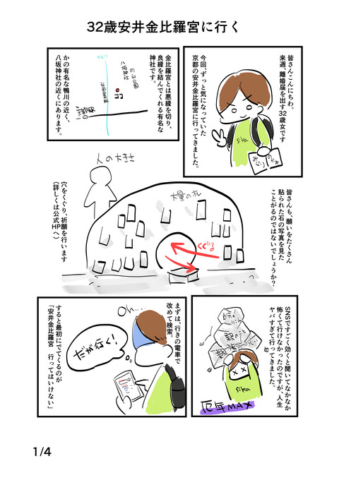 32歳 安井金比羅宮に行く レポ漫画 シングルライフ