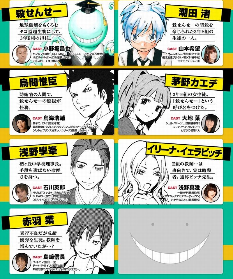 アニメ 暗殺教室 キャスト発表 殺せんせー 関智一 渚 東山奈央 カエデ 竹達彩奈 カルマ 岡本信彦 ほか 萌えオタニュース速報 アニメ 暗殺教室 キャスト発表 殺せんせー 関智一 渚 東山奈央 カエデ 竹達彩奈 カルマ 岡本信彦 ほか 萌えオタニュース速報