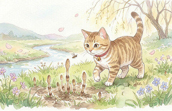 春のお散歩ねこ