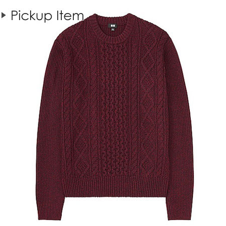 UNIQLO ミドルゲージケーブルクルーネックセーター
