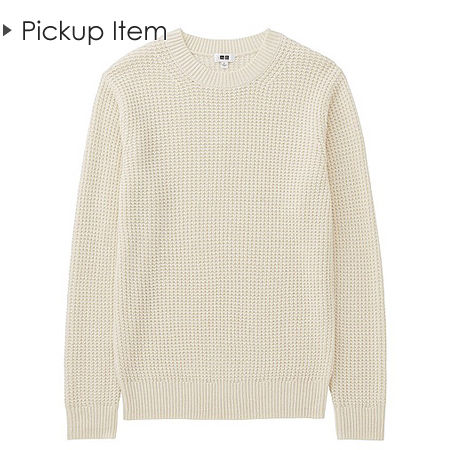 UNIQLO ミドルゲージワッフルクルーネックセーター