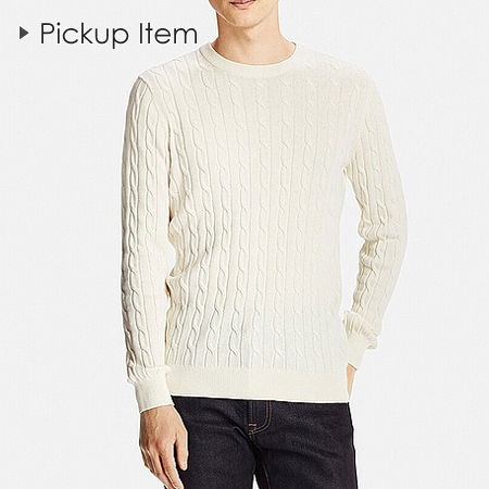 UNIQLO ユニクロ コットンカシミヤケーブルクルーネックセーター