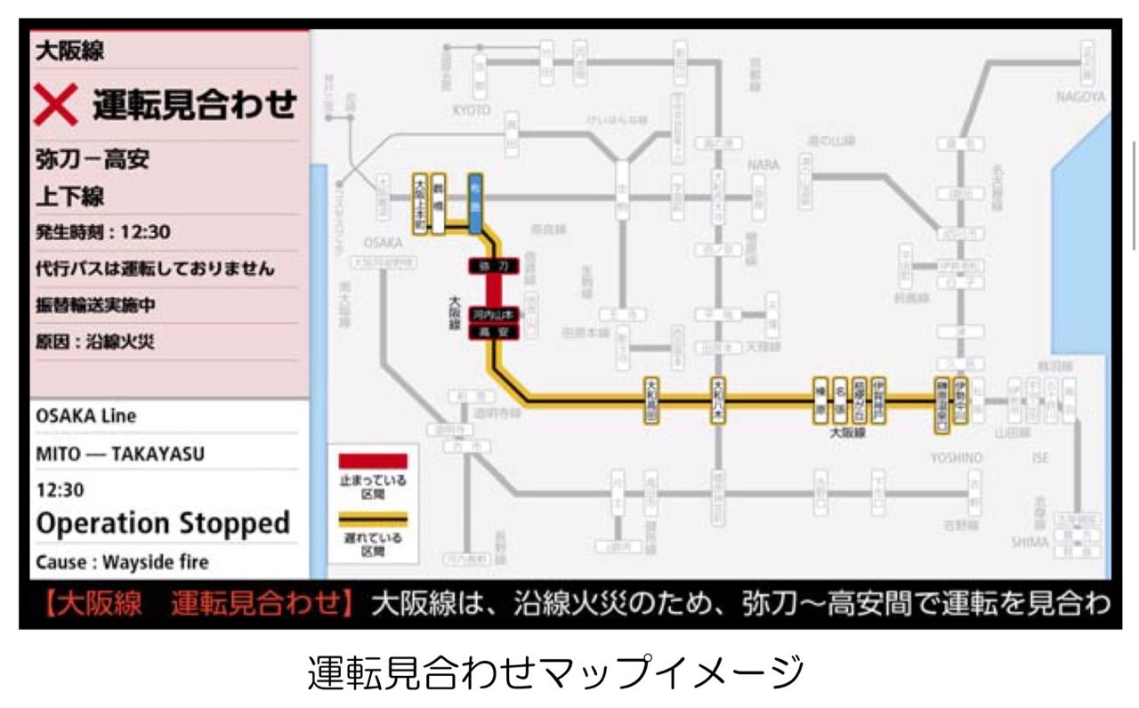 近鉄 運行情報のマップ表示の開始 おとんの脳みそ