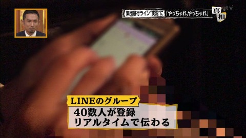 暴行中にLINEでグループ４０人程に実況