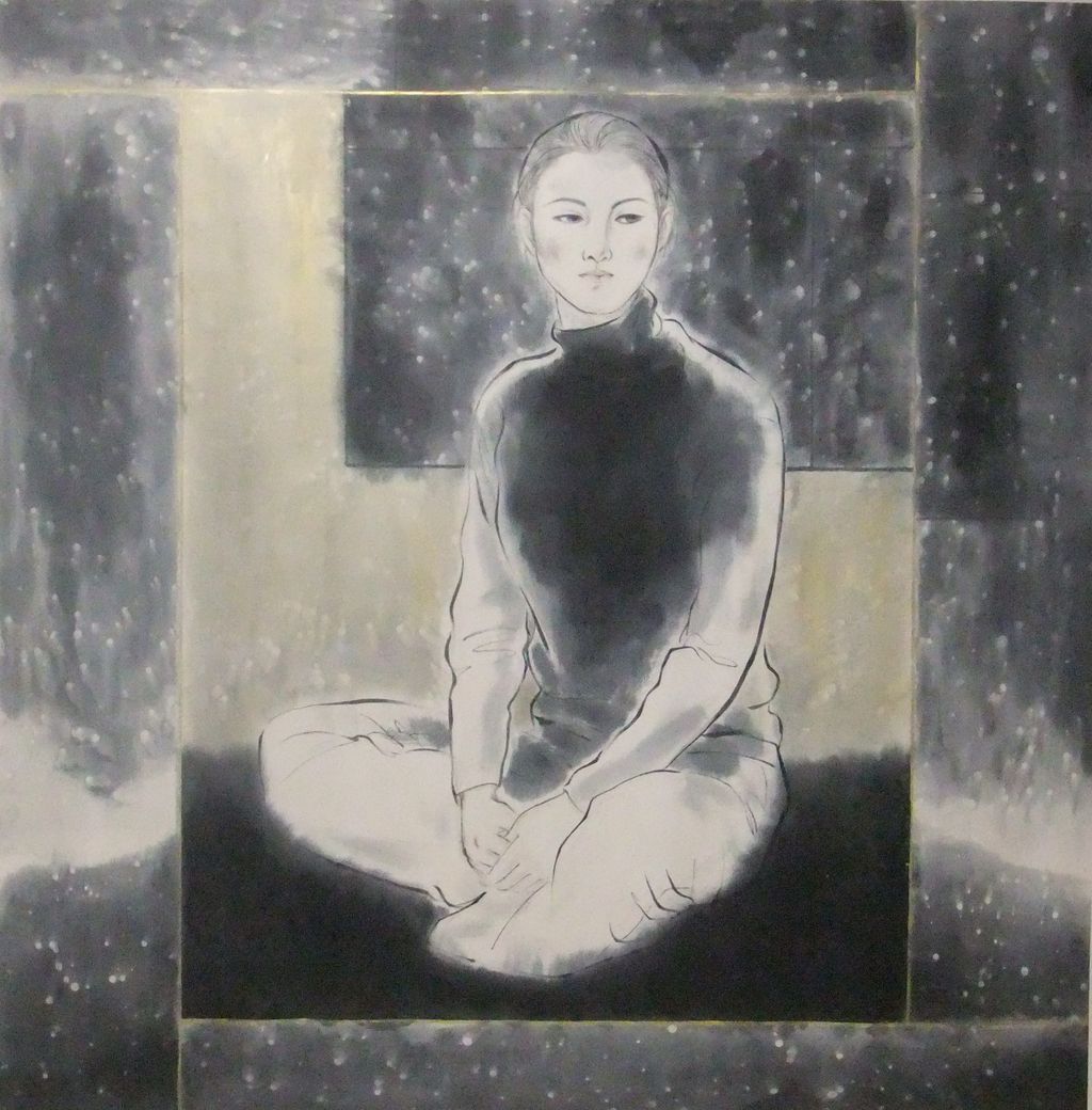 月居和子作品展準備 1 : 月居和子と墨彩画・南画
