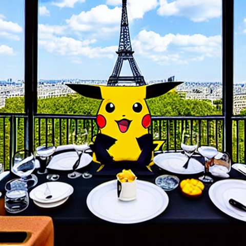 A_pikachu_fine_dining_with_a_view_to_the_Eiffel_Tower