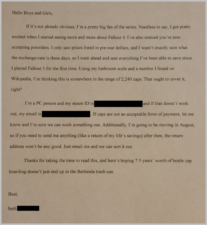Fallout4 をキャップ 実物 で予約しようしたファンに対して Bethesda の返答は Fallout4 情報局