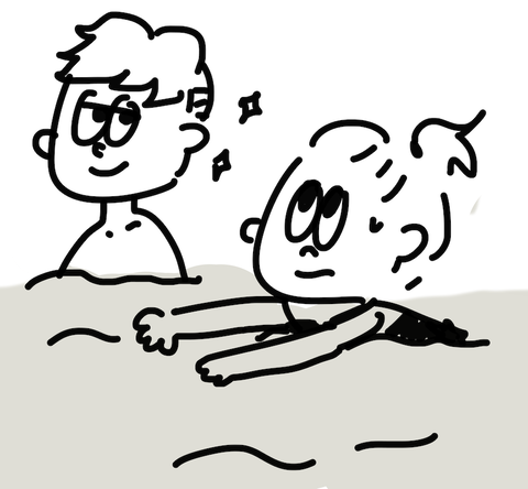 プールで泳いでみたよん