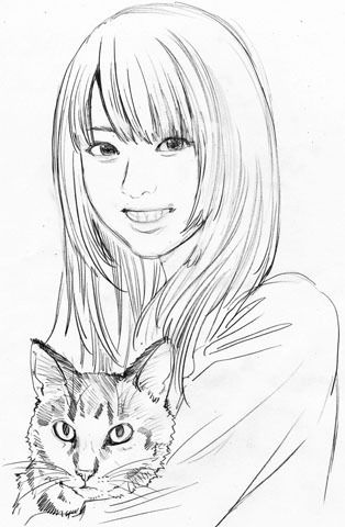 $尾山泰永の漫画生活-dreamtronさん似顔絵 ラフ