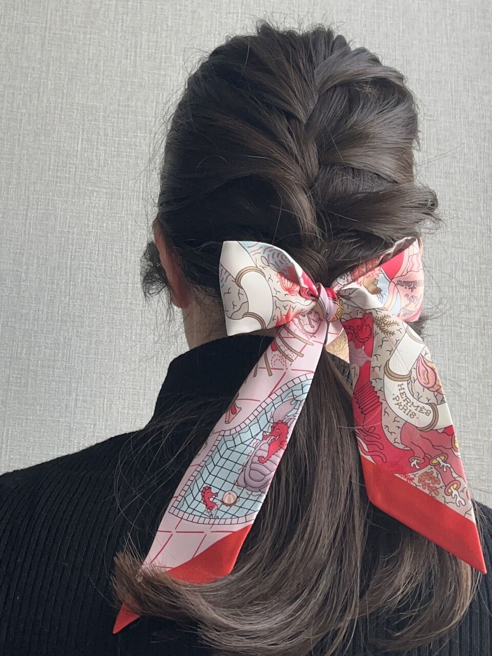 haru HERMES エルメス スカーフ ツイリー リボン ヘアバンド HERMES - HERMESエルメスツイリー ヘアバンド スカーフ リボンスカーフ