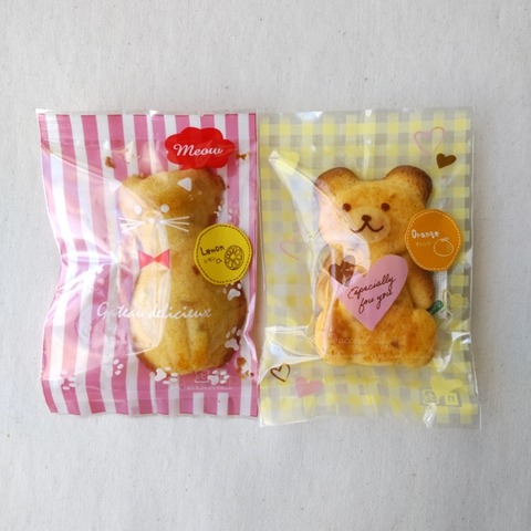 KoMugiのくまさんマドレーヌ オレンジ、KoMugiのネコちゃんフィナンシェ レモン外装