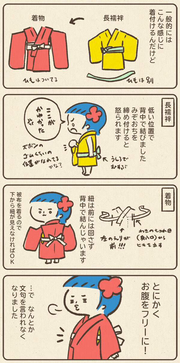 七五三の着付けはとにかくお腹をフリーに!
