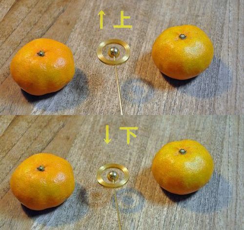 次は、右のみかんと同じみかんを置いて調べてみました