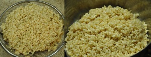? 発芽玄米は水切りをして鍋に入れます