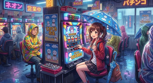 設定6のヴヴヴを打っているスロッターさん、雨漏りで強制遊技終了のピンチ…