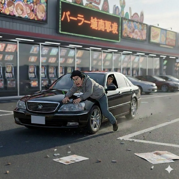 「タイホウ中川中野橋東店」の駐車場で車上荒らし事件→目撃した男性が逃走した男の車のボンネットにしがみつき止めようするも振り落とされケガ