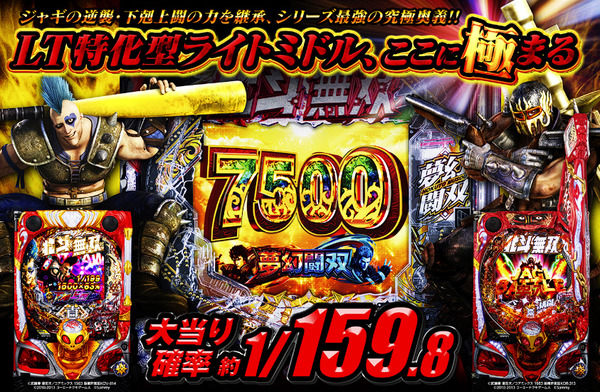 【新台】サミー「e真・北斗無双 第5章 夢幻闘双」スペック詳細＆反応まとめ！1/159、20％突入82％継続LT、右の約55％が3000～7500個