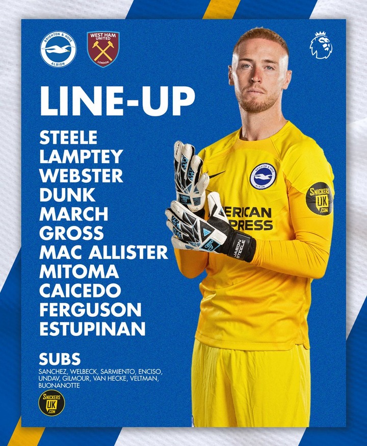 【ブライトン vs ウエストハム】三笘薫スタメン！