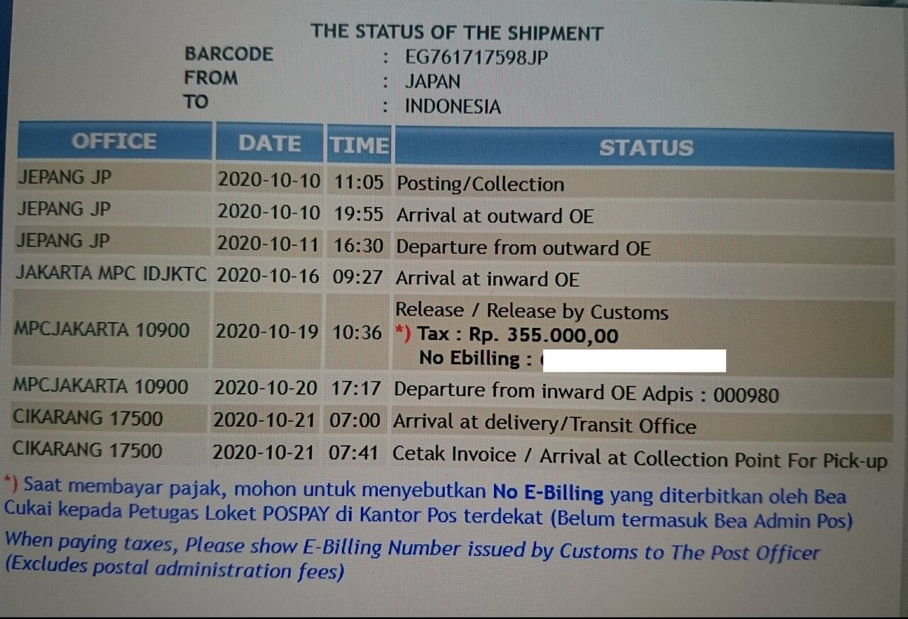 Emsで日本からインドネシアに荷物を送って貰ってみた インドネシア駐在員のブログ