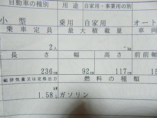 ハーレーの車検証