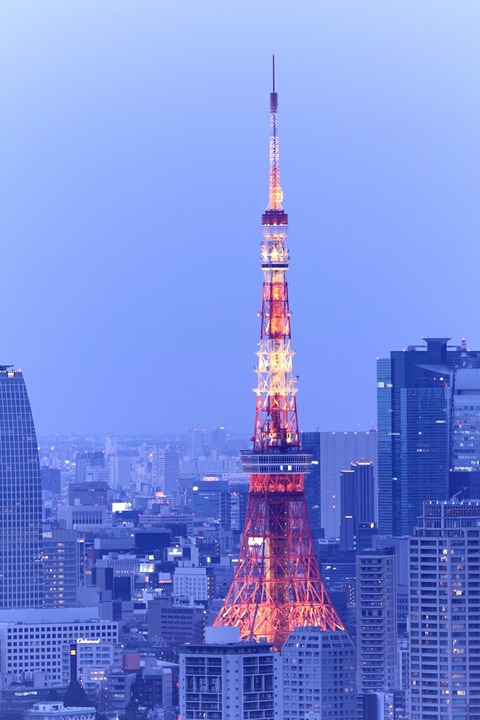 夕景 東京タワー 恵比寿ガーデンプレイスタワー