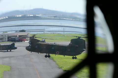 陸上自衛隊 CH-47 Chinook 機内 第45回 木更津航空祭 地上滑走