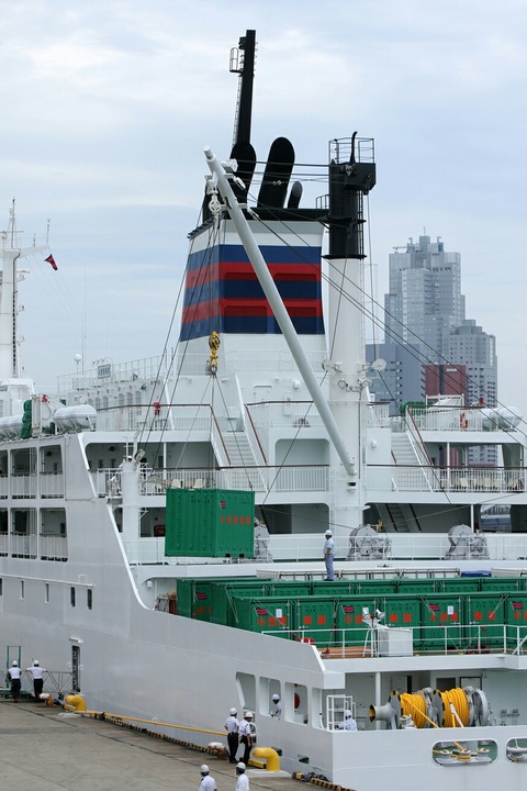 荷役作業 小笠原海運 新おがさわら丸 竹芝桟橋