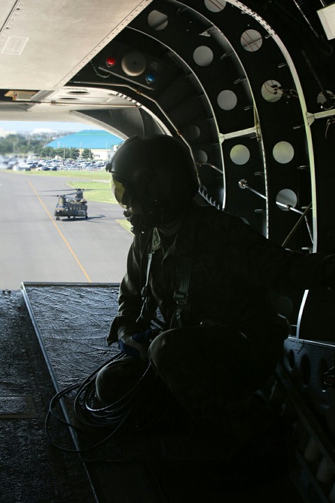 陸上自衛隊 CH-47 Chinook 機内 第45回 木更津航空祭 地上滑走 合成