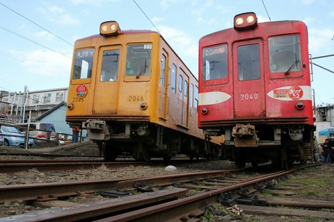 銚子電鉄 デハ1001とデハ1002最後の共演 仲ノ町車庫