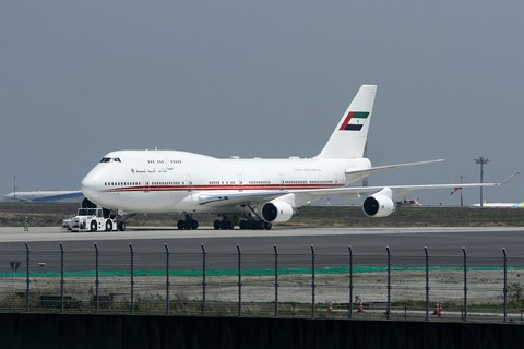 A6-MMM B747-400 DUB RJTT V.I.P.Flight 京浜島つばさ公園