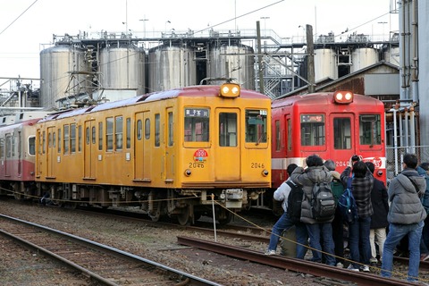 銚子電鉄 デハ1001とデハ1002最後の共演 仲ノ町車庫