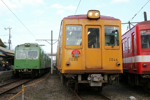 銚子電鉄 デハ1001とデハ1002最後の共演 仲ノ町車庫