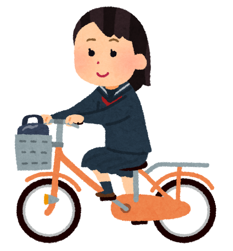 坂道を下る 自転車 イラスト