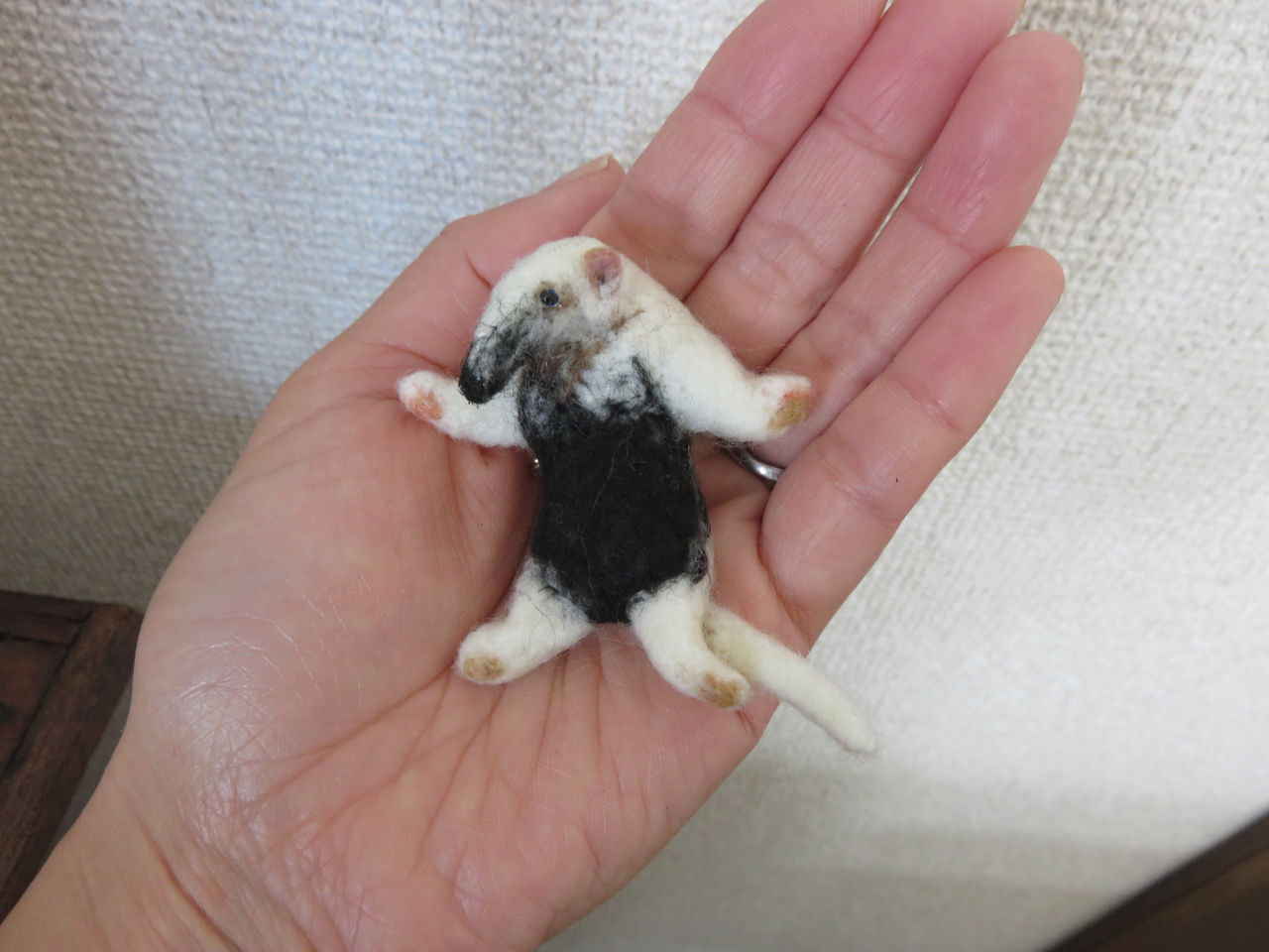 白黒動物ブローチ５種 コアリクイ パンダ マレーバク 羊毛の苑 生き物羊毛フェルト