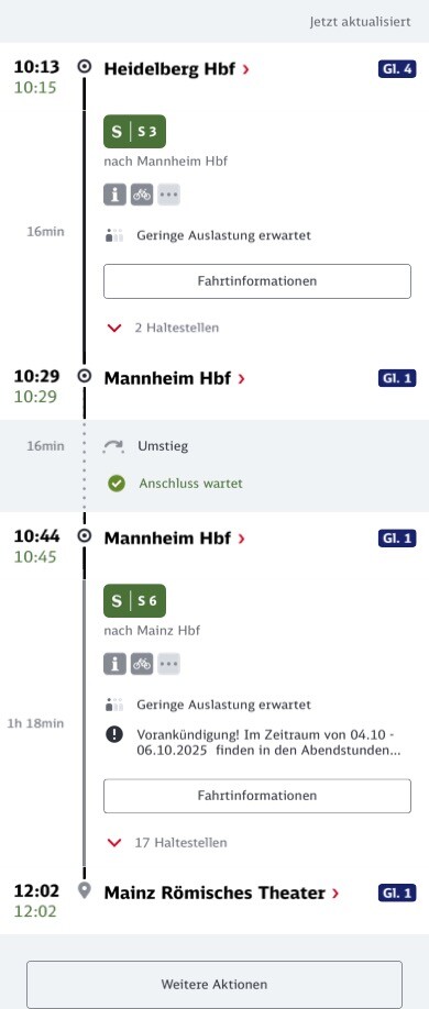Heidelberg Hbf - Mainz Römisches Theater