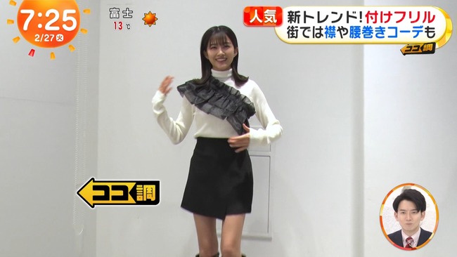 原田葵アナのミニスカート美脚2