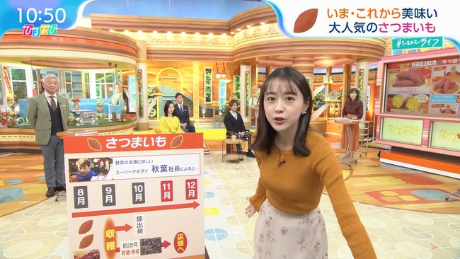 若林有子アナのニット姿
