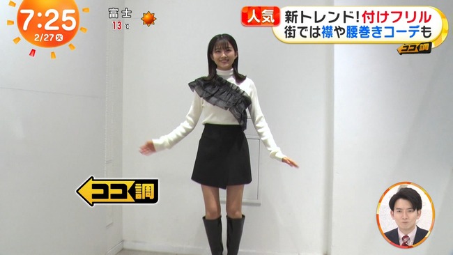 原田葵アナのミニスカート美脚3