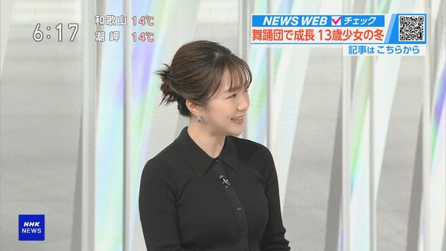 副島萌生アナのニットおっぱい