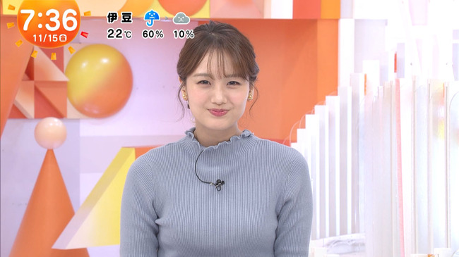 井上清華アナのニットおっぱい