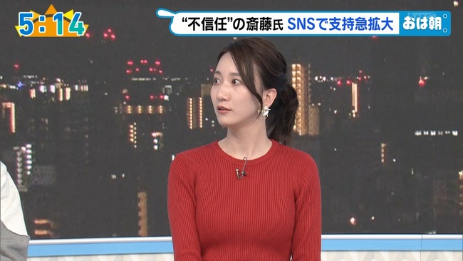 福戸あやアナのニットおっぱい