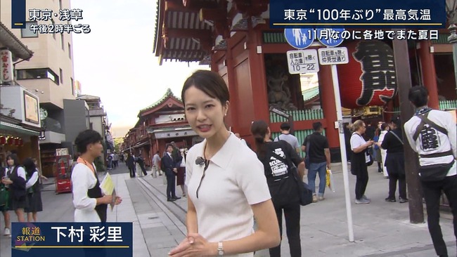 下村彩里アナのニットおっぱい2