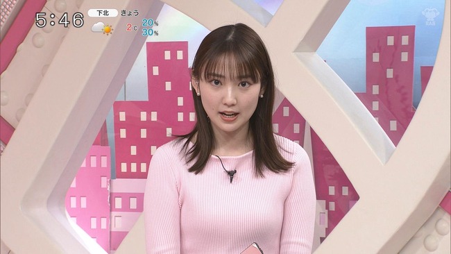 林田美学アナのニットおっぱい