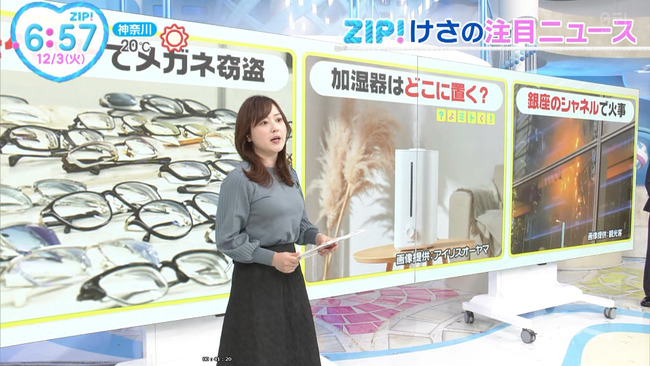 水卜麻美アナの胸の形がクッキリ１