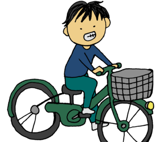 自転車に乗るおじさん