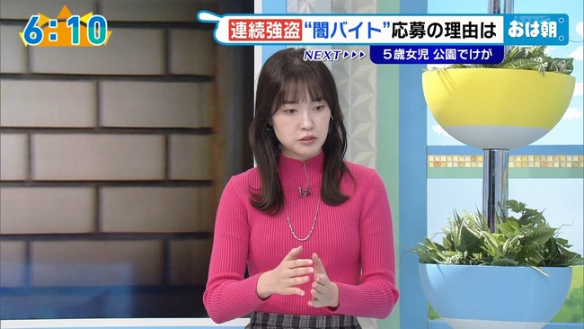 澤田有也佳アナのニット巨乳