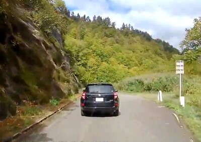 山道を走る車