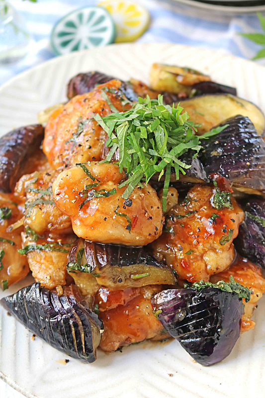 鶏肉となすの照り焼き4471-2